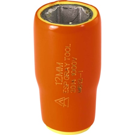 Gray Tools 12mm X 1/4" Drive, 6 Point Standard Length, 1000V Insulated M612-I
